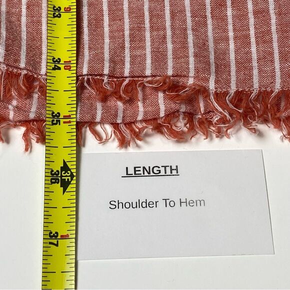 BeachLunchLounge Linen Blend Red & White Striped Button Up Shirt Dress Womens XL - Picture 13 of 16